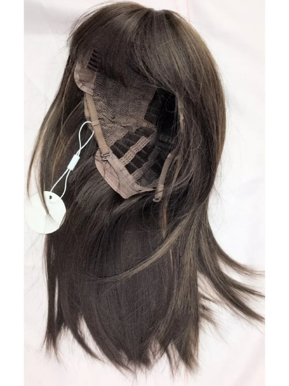 Brown Wig Straight Bangs Synthetic Hair Feathered Cut 16 INCHES NWT Cosplay